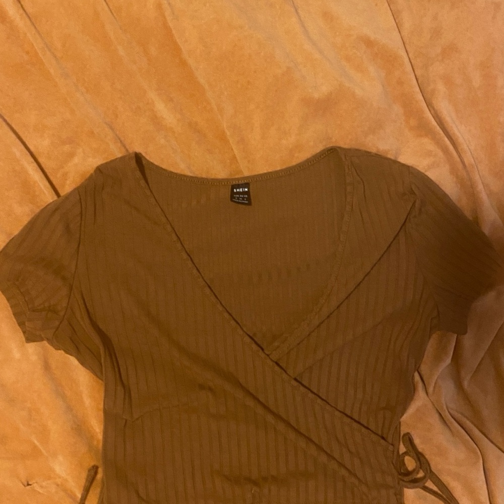 Women's Brown Wrap Top